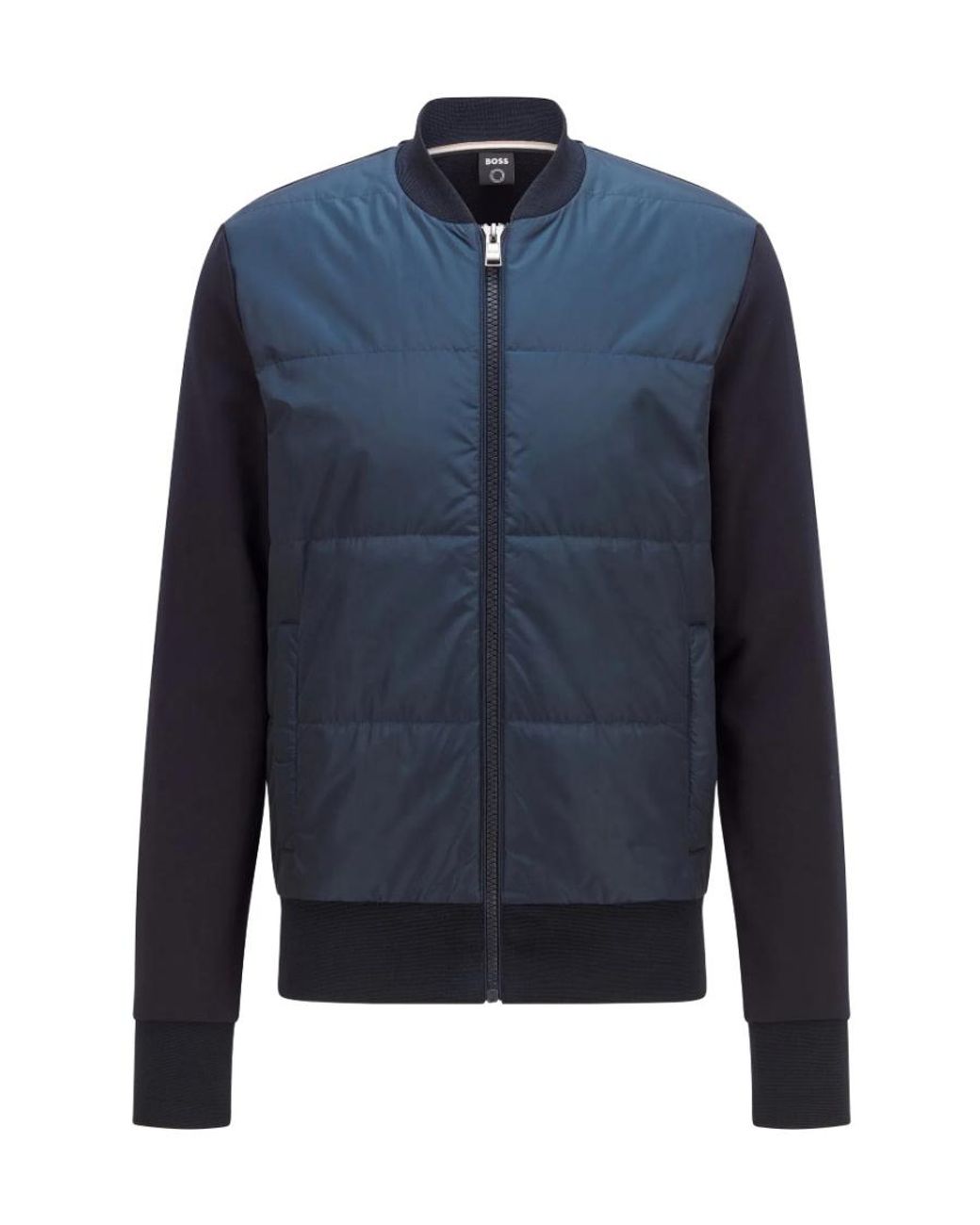 Boss Blue Padded-Panel Zipped Jacket for men