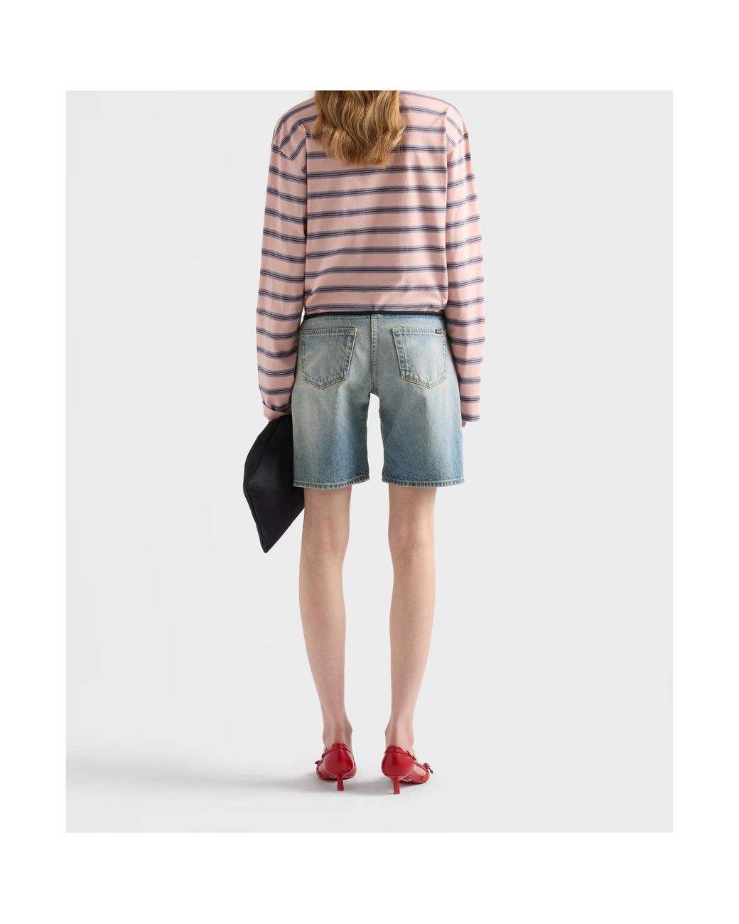 Prada Blue Washed Denim Bermudas