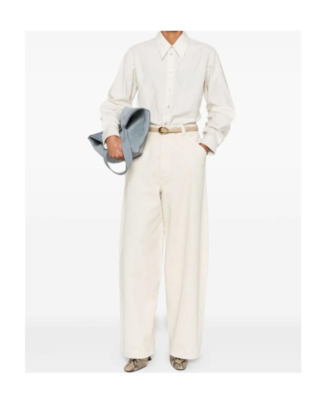 Lemaire Natural Button-Down Long-Sleeve Shirt