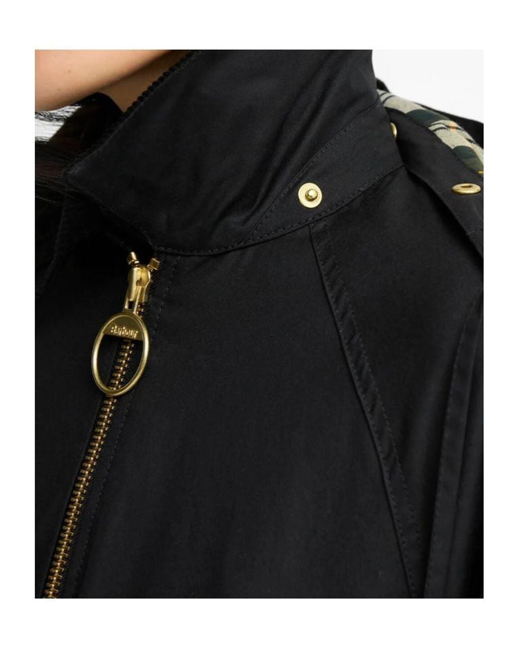 Barbour Black Carville Hooded Corduroy-Trim Jacket