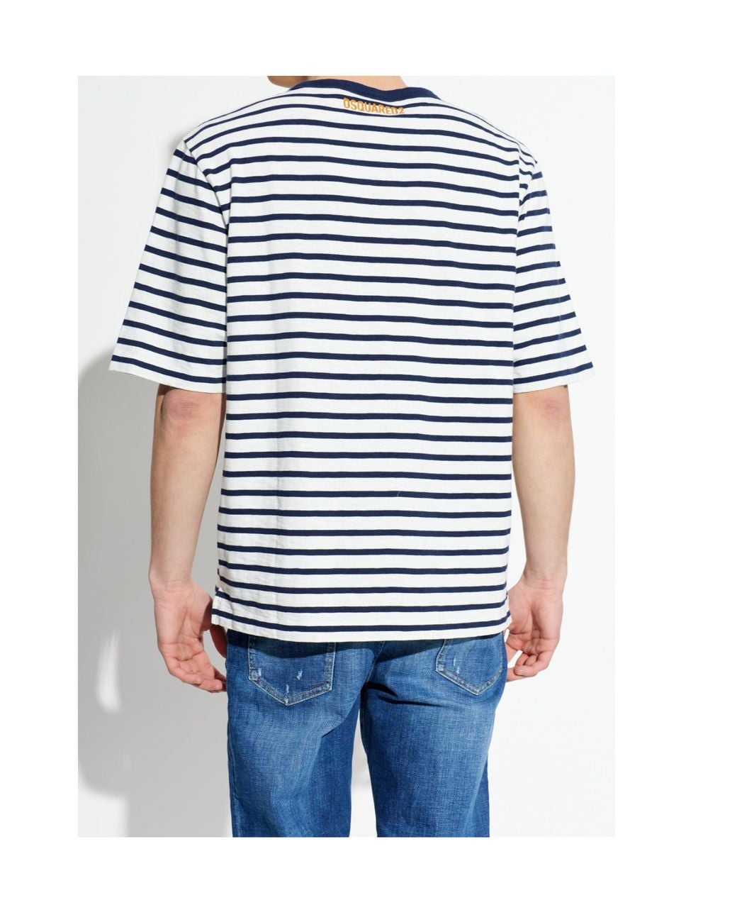 DSquared² Blue Striped Logo T-Shirt for men