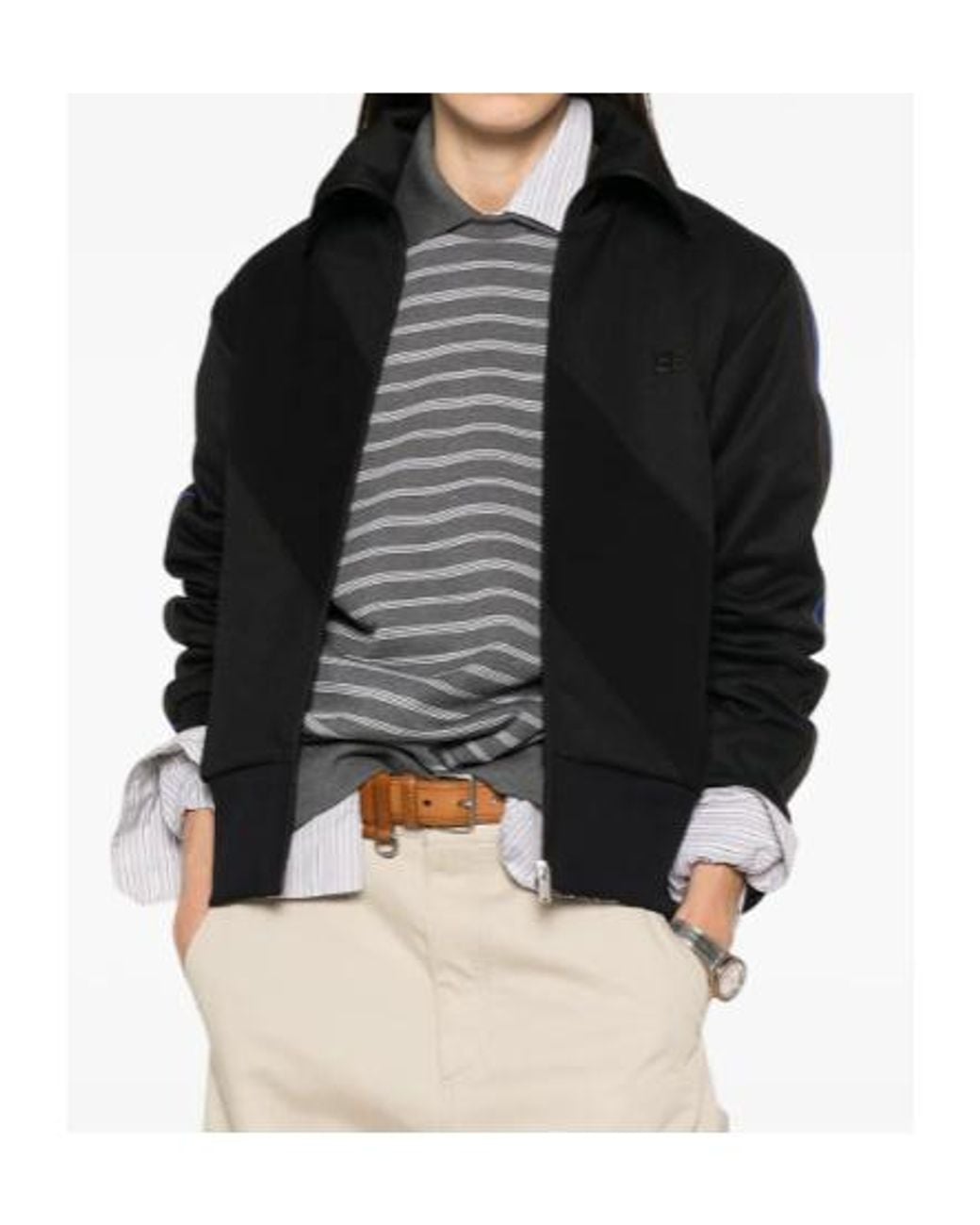 Wales Bonner Black Side-Stripe Zip-Up Sweatshirt