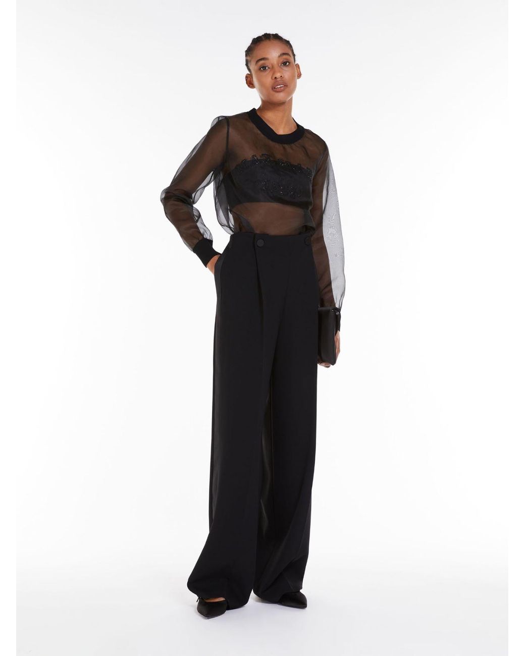 Max Mara Black Button Detailed Straight-Leg Pants
