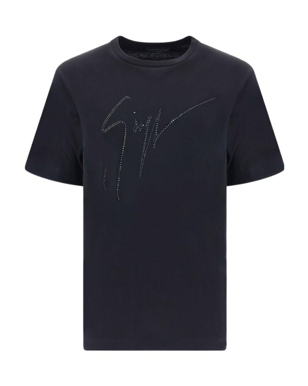 Giuseppe Zanotti Blue Logo Embellished Crewneck T-Shirt for men