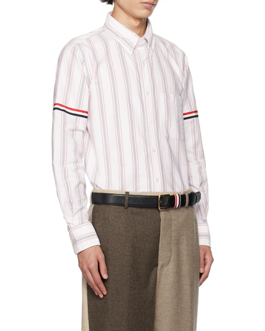 Thom Browne White Stripe Detailed Button-Up Shirt for men