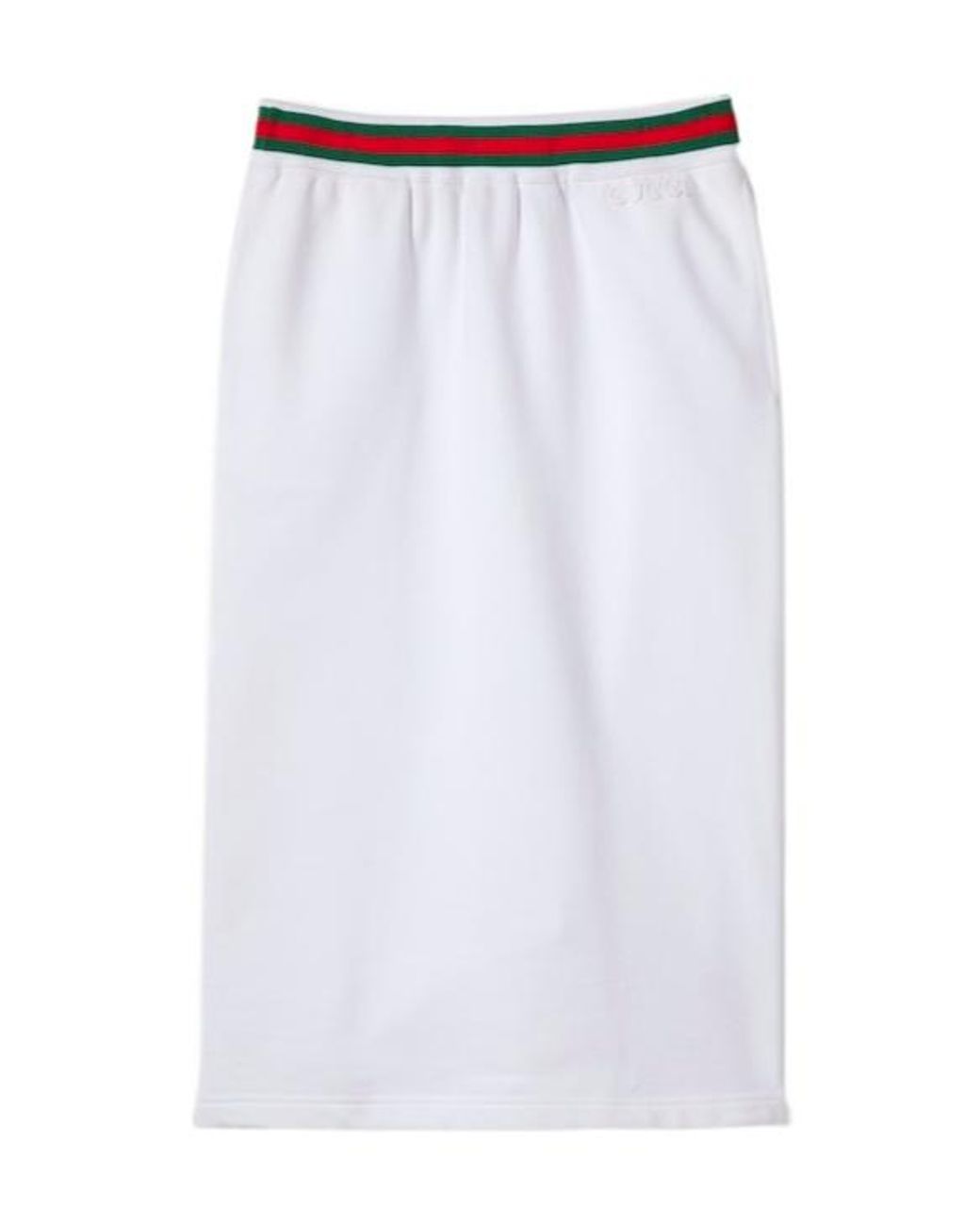 Gucci White Rear Slit Web Stripe Detailed Midi Skirt