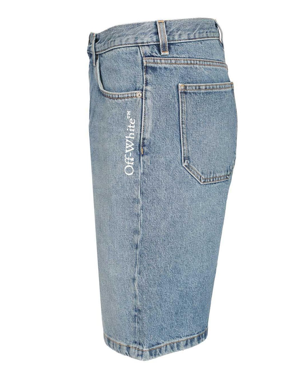 Off-White c/o Virgil Abloh Blue Half Arrow Denim Shorts for men