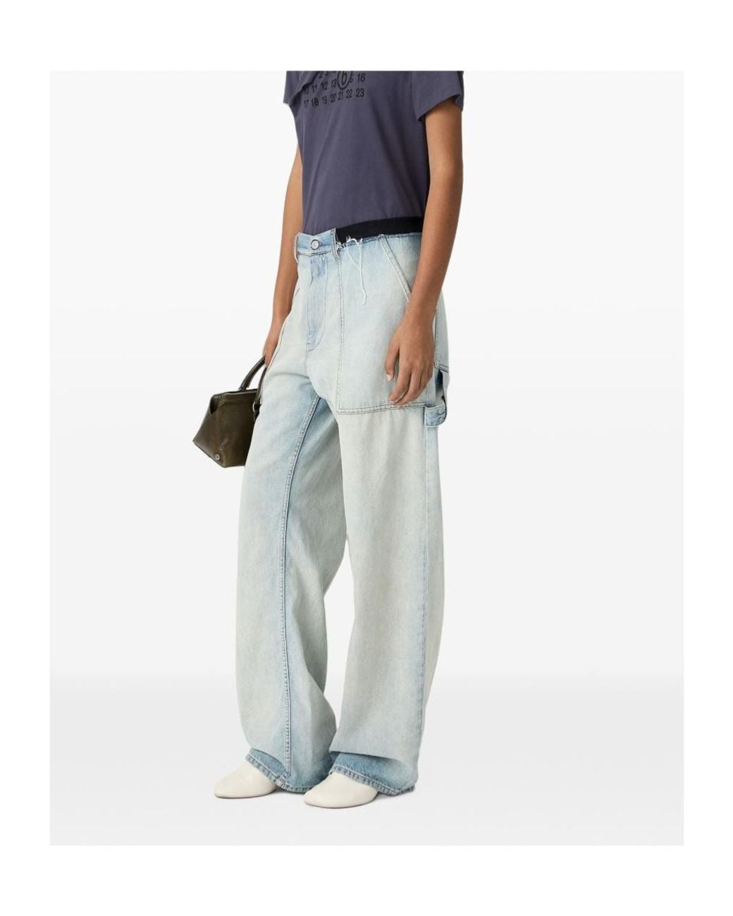 MM6 by Maison Margiela Blue Numeric Signature Wide Jeans