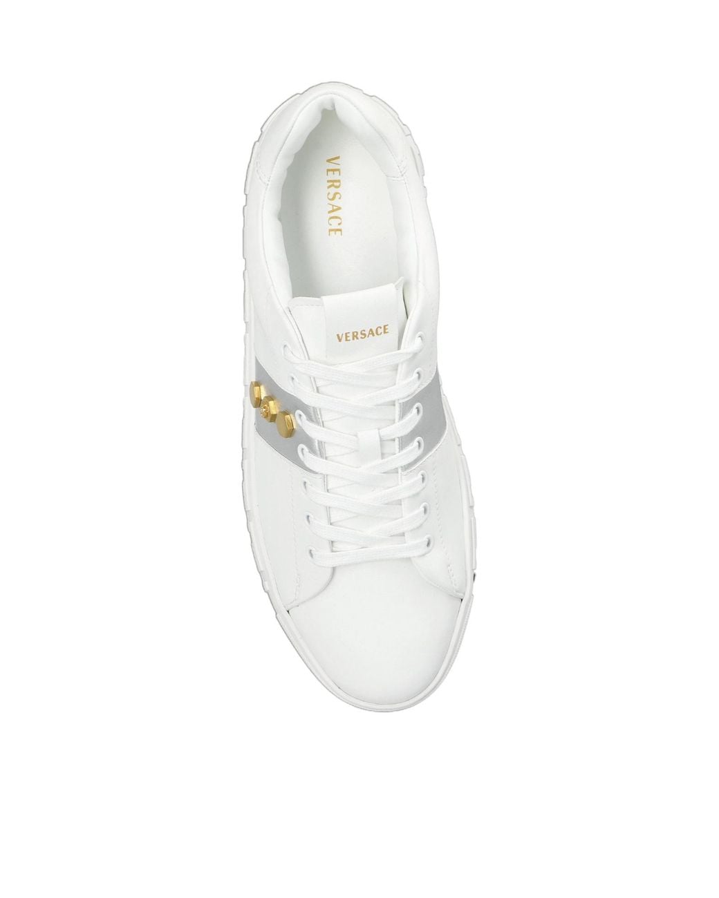 Versace White Greca Lace-Up Sneakers for men