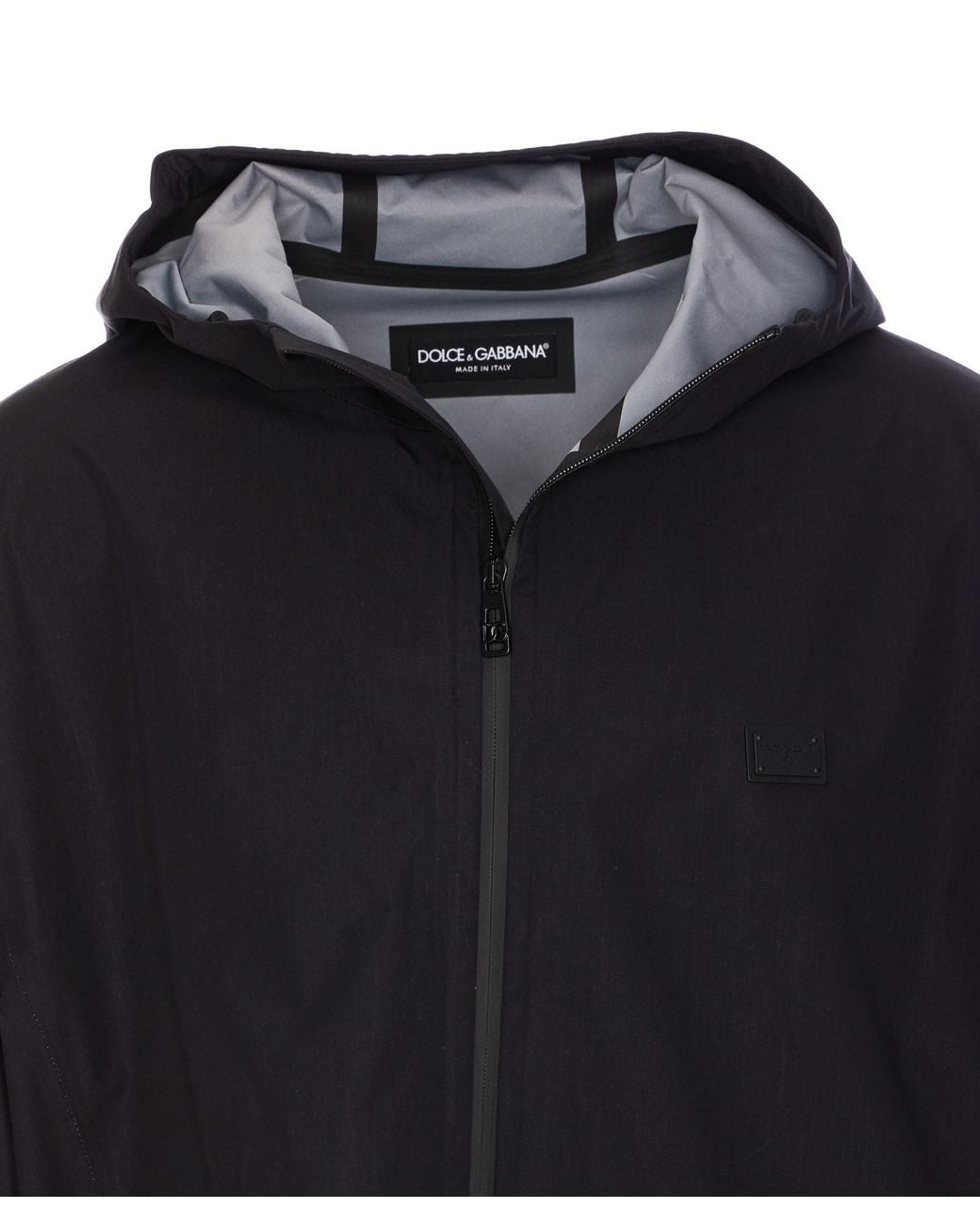 Dolce & Gabbana Black Logo Plaque Zipped Bomber Jacket for men