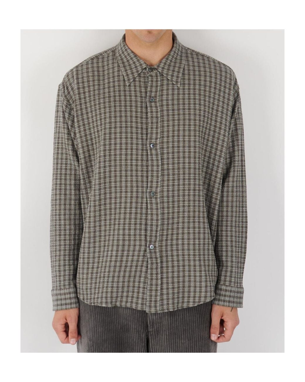 mfpen Gray Plaid Shirt for men