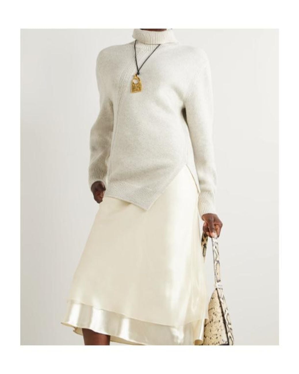 Jil Sander White Asymmetric Turtleneck Sweater