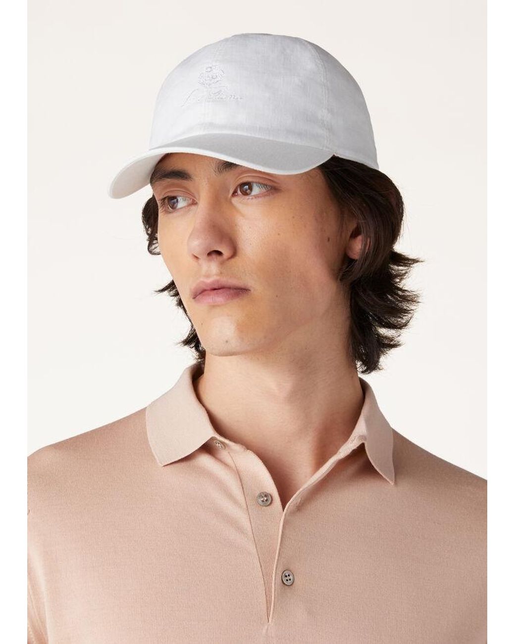 Loro Piana White Hat With Front Brim for men