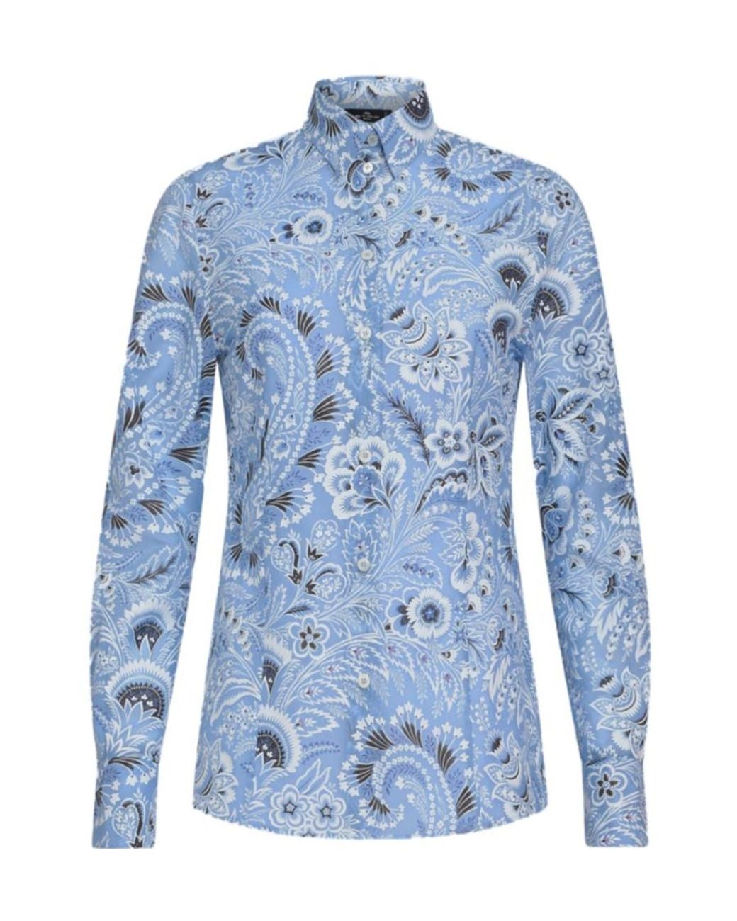 Etro Blue Paisley Printed Buttoned Shirt