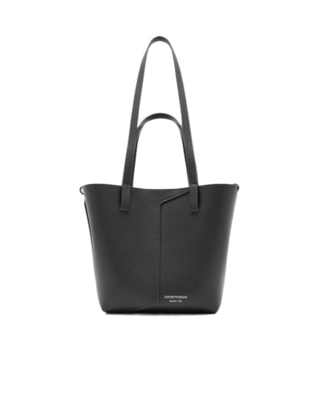 Emporio Armani Black Logo-Print Leather Shoulder Bag