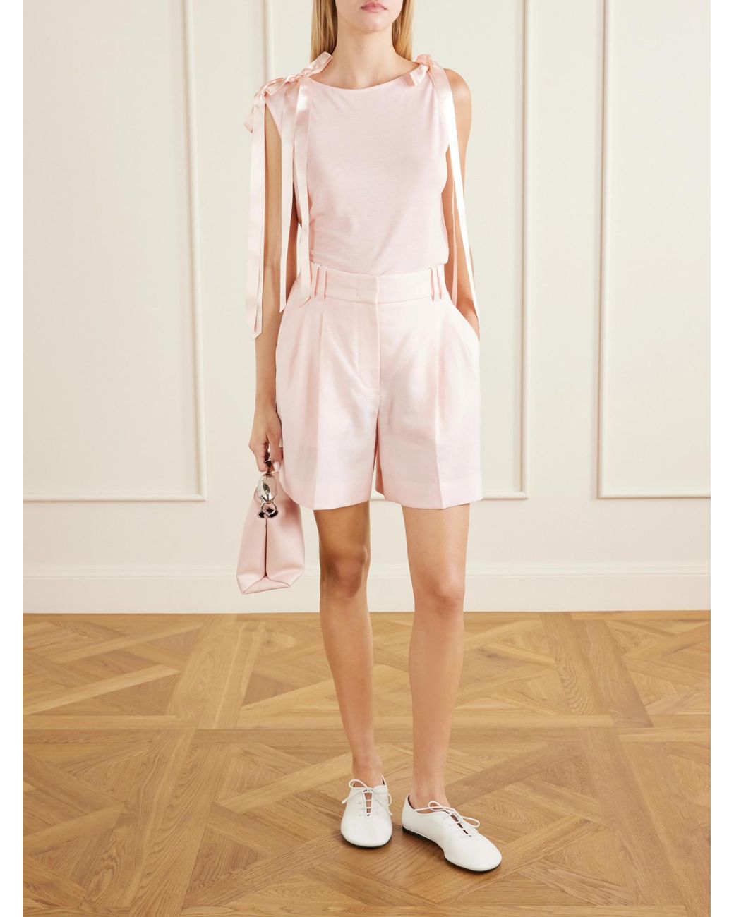 Simone Rocha Pink Bow-Trimmed Jersey Tank