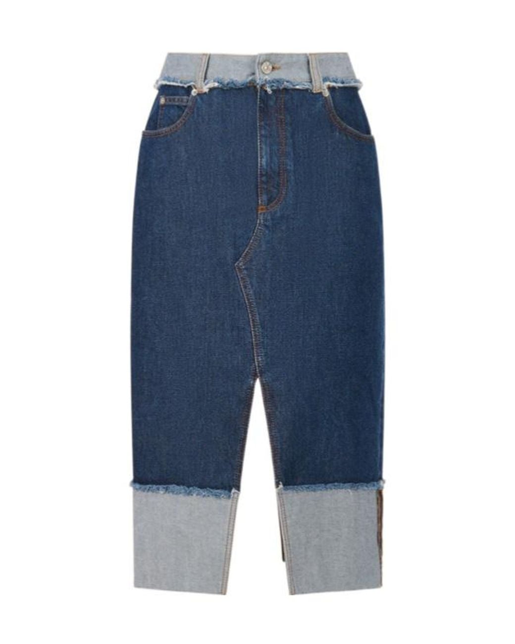 Marni Blue Denim Inside-Out Midi Skirt