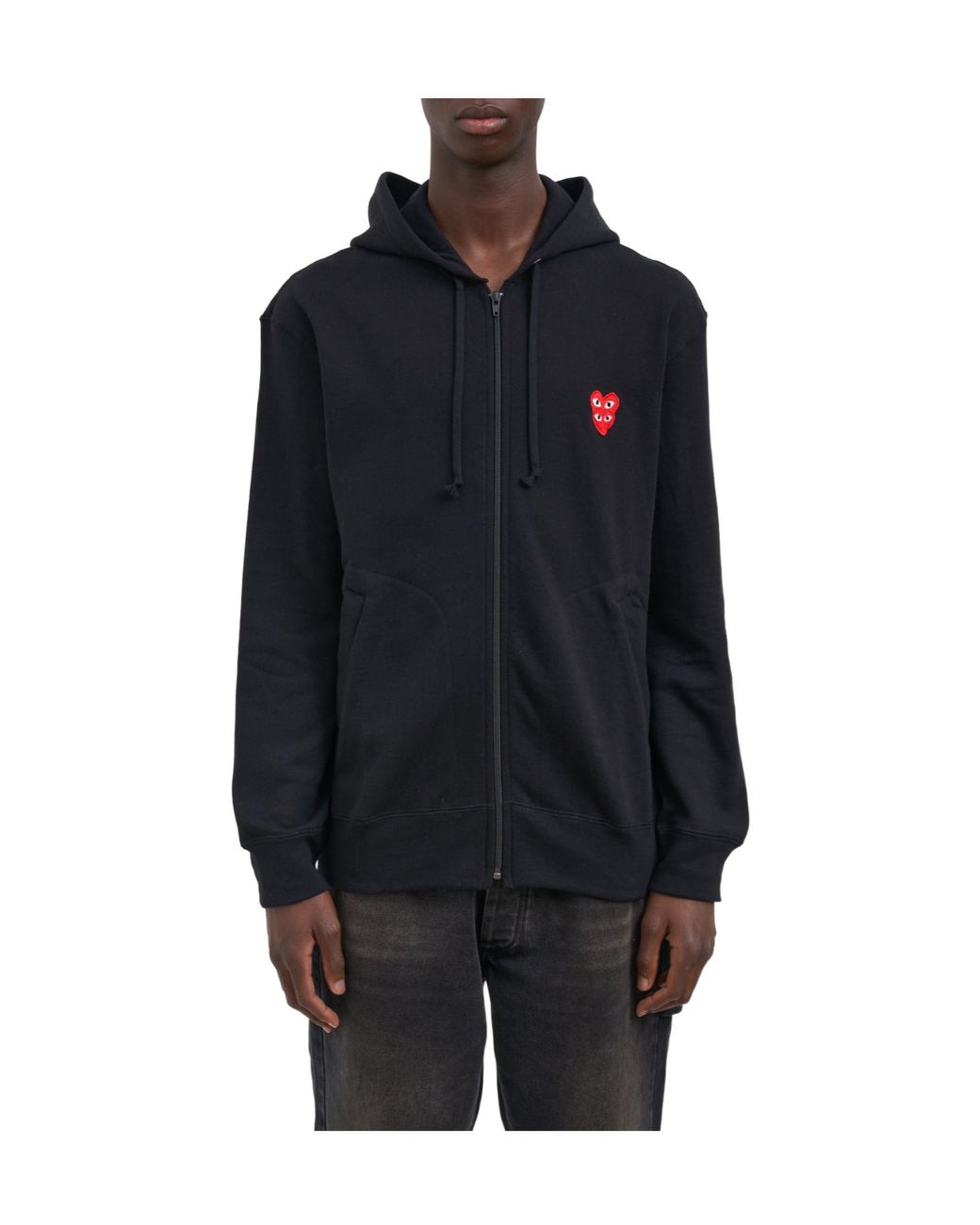 COMME DES GARÇONS PLAY Blue Logo Zip-Up Hoodie for men