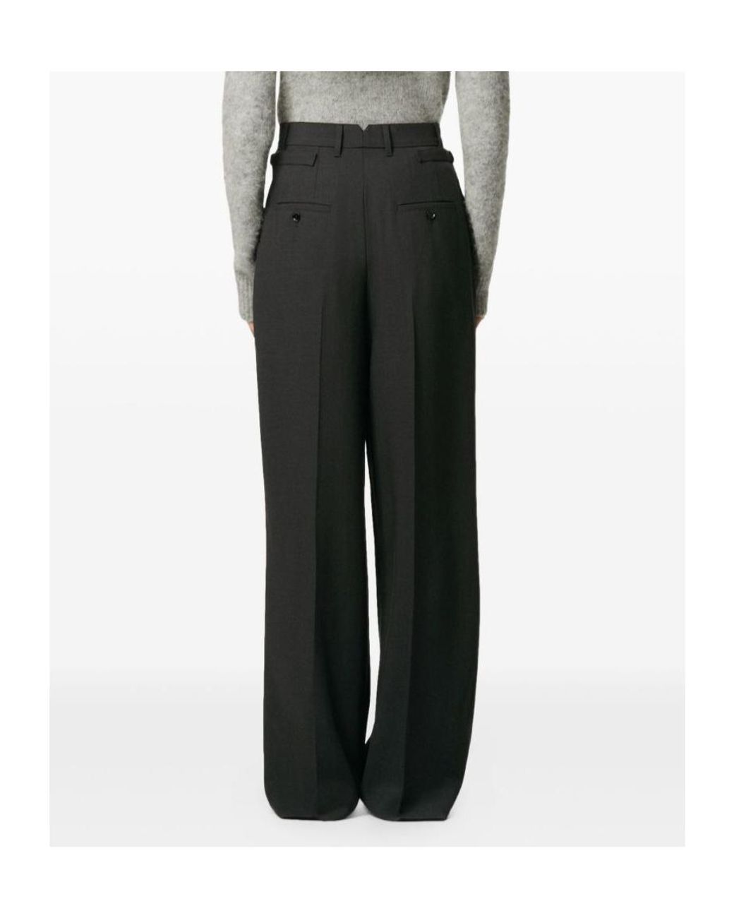 AMI Black Pleated High-Waist Trousers