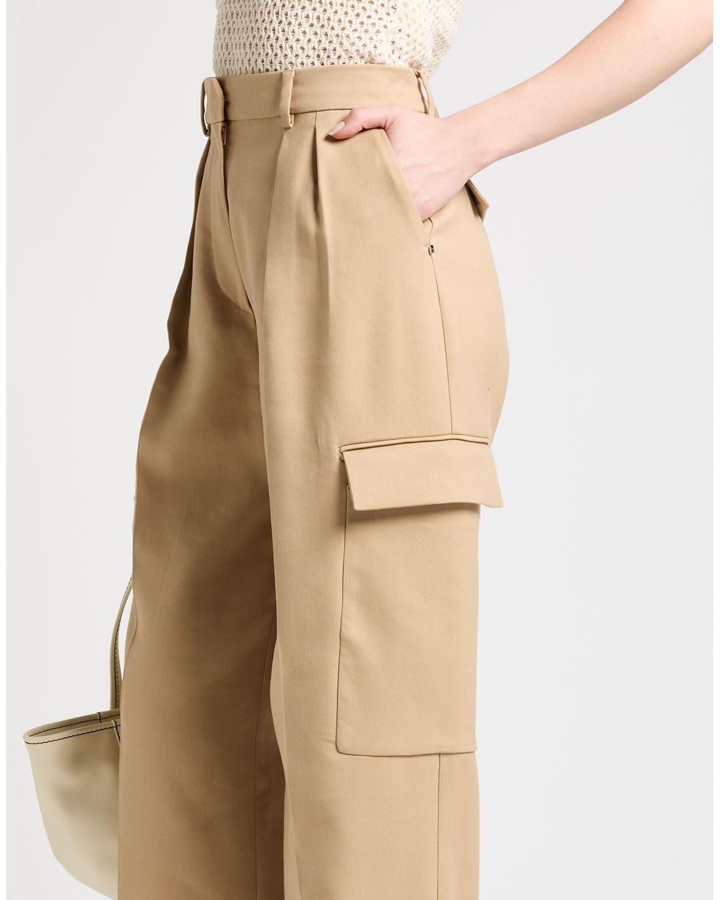 Sportmax Natural Solid Color Cargo Pants