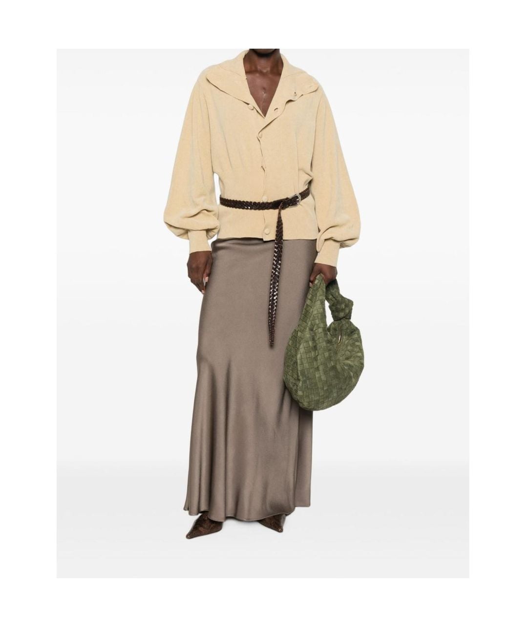 Fabiana Filippi Brown Satin Maxi Skirt