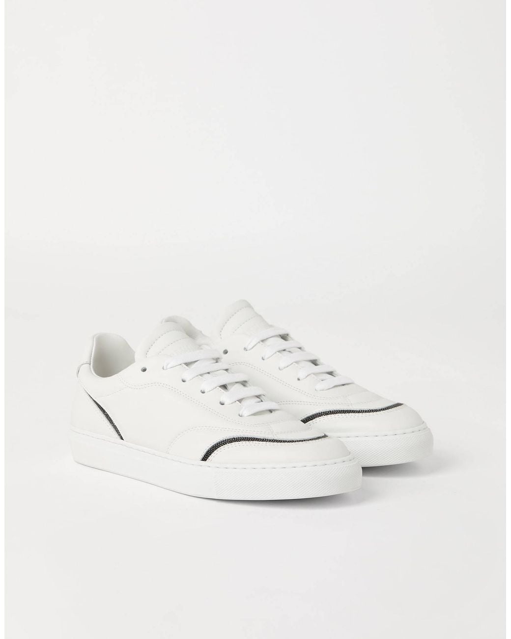Brunello Cucinelli White Monili-Chain Sneakers