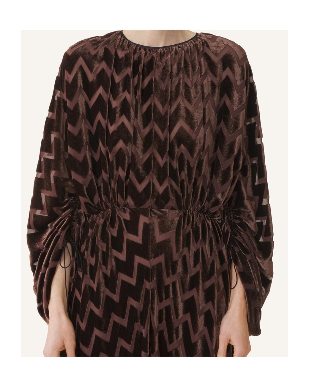 Lanvin Brown Round-Neck Dress