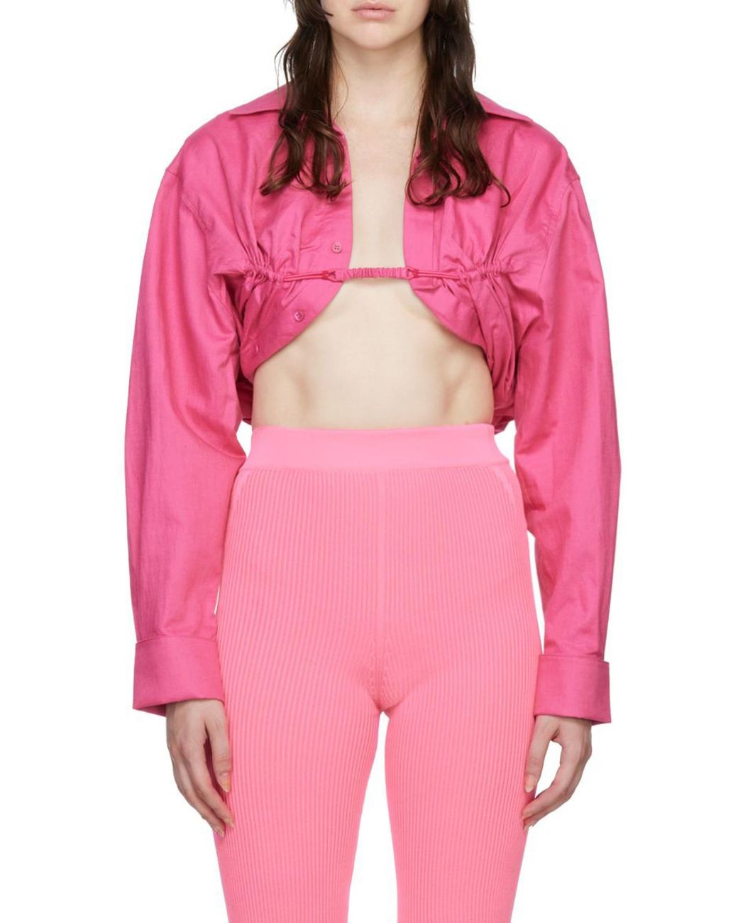 Jacquemus Pink Long Sleeve Short Shirt