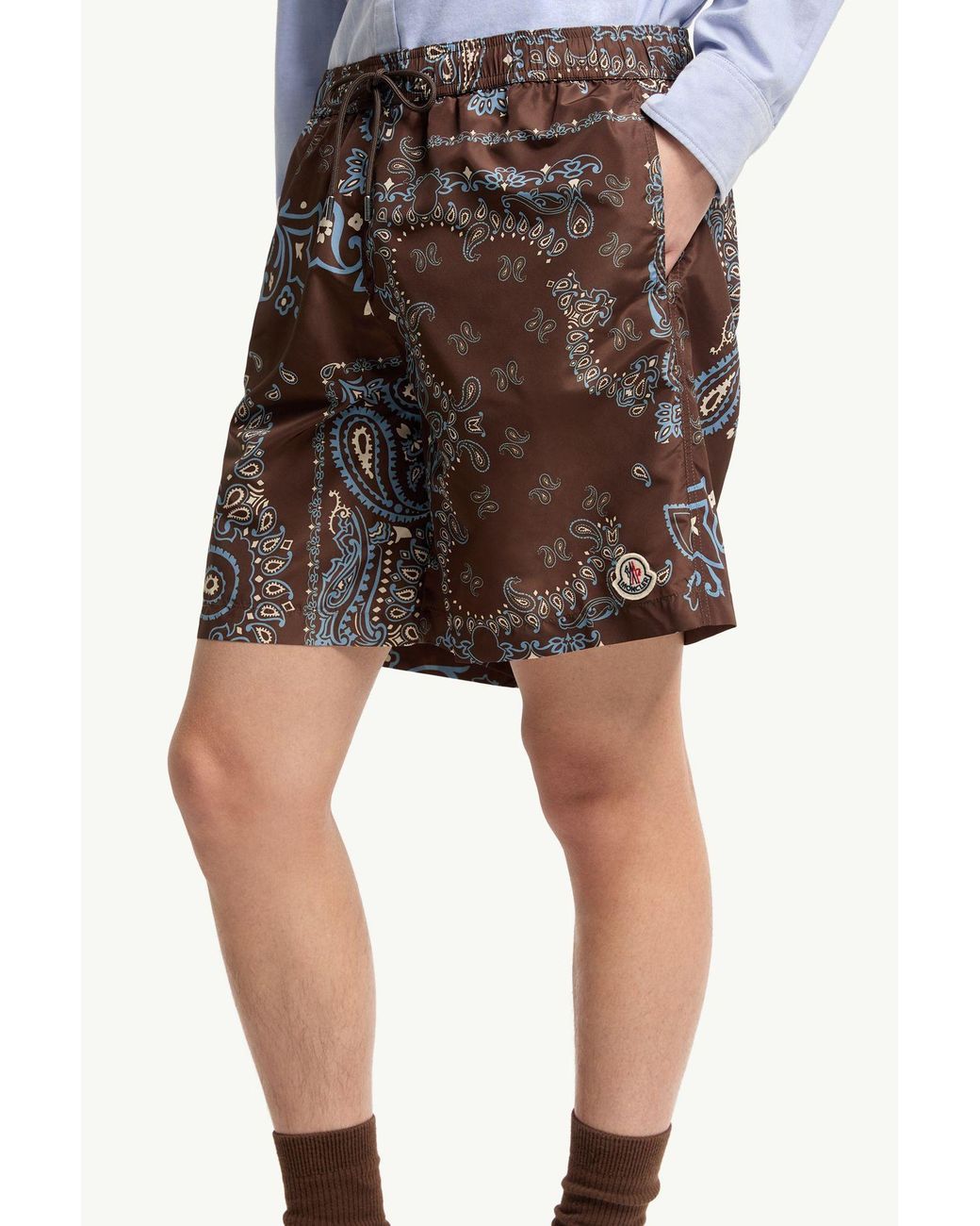 Moncler Brown Floral Swim Shorts for men