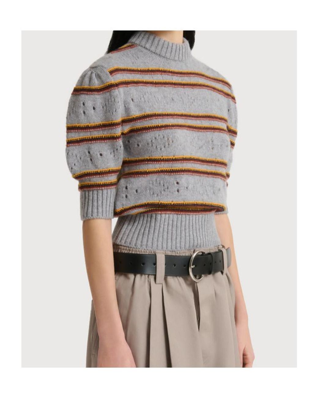 Marni Gray Openwork Knit Jumper