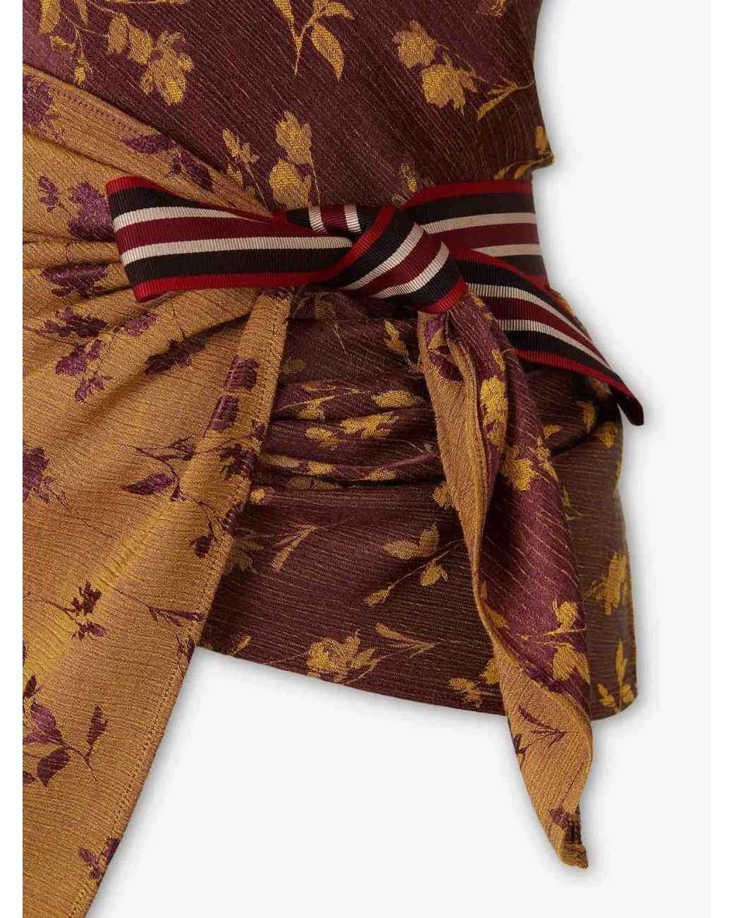 Dries Van Noten Brown Jacquard Wrap Top