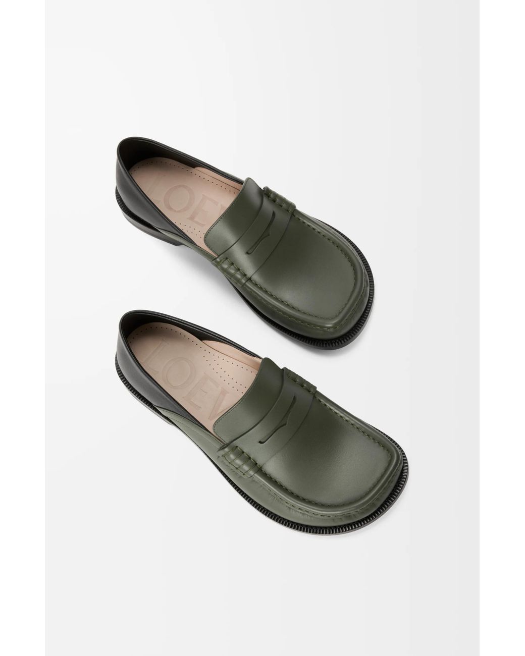Loewe Green Campo Flap Back Loafers for men
