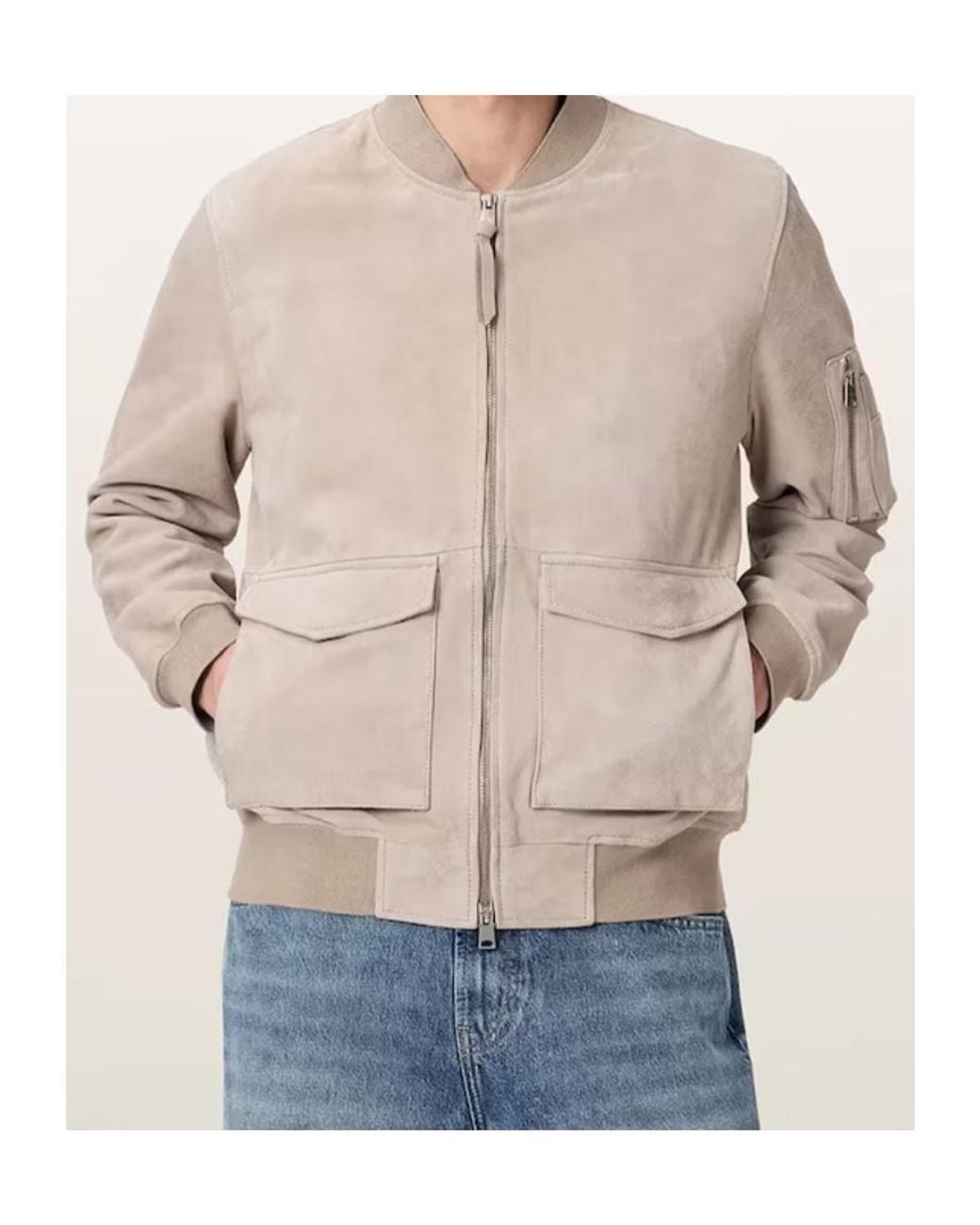AllSaints Natural Long-Sleeve Leather Jacket for men