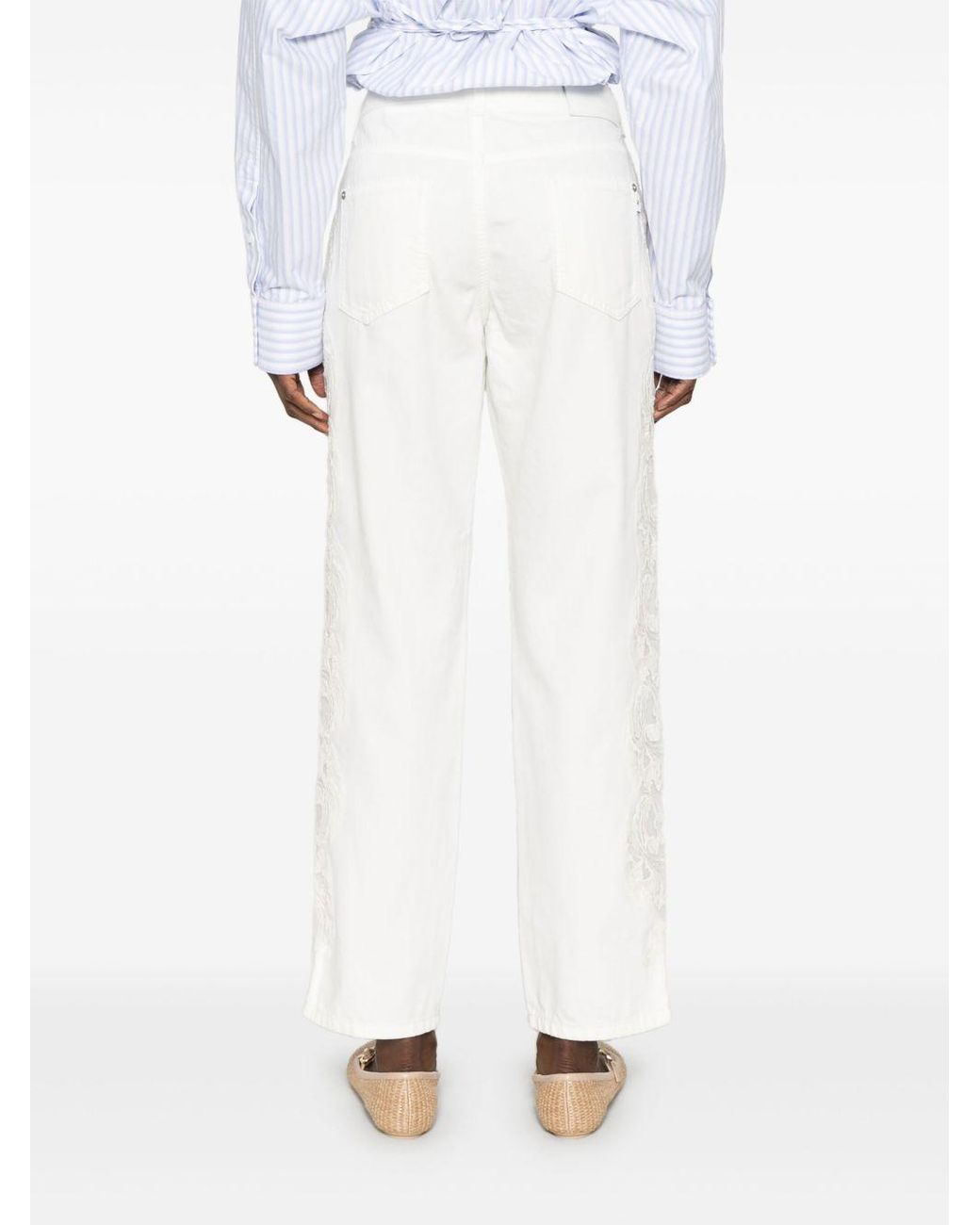 Ermanno Scervino White Lace-Detail Jeans
