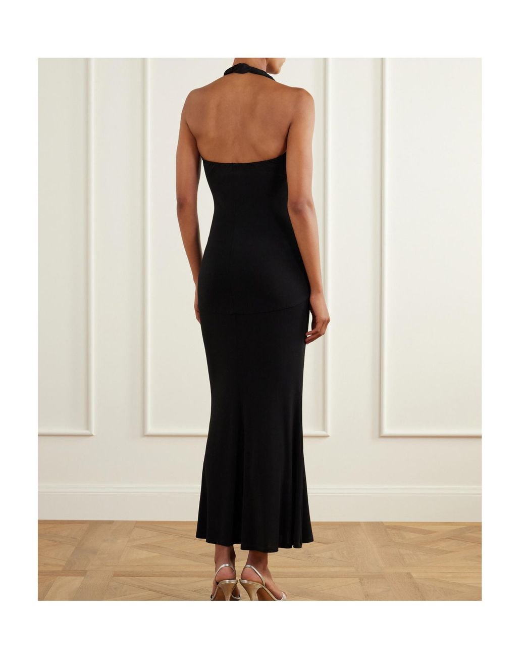 TOVE Black Stretch-Jersey Halterneck Midi Dress
