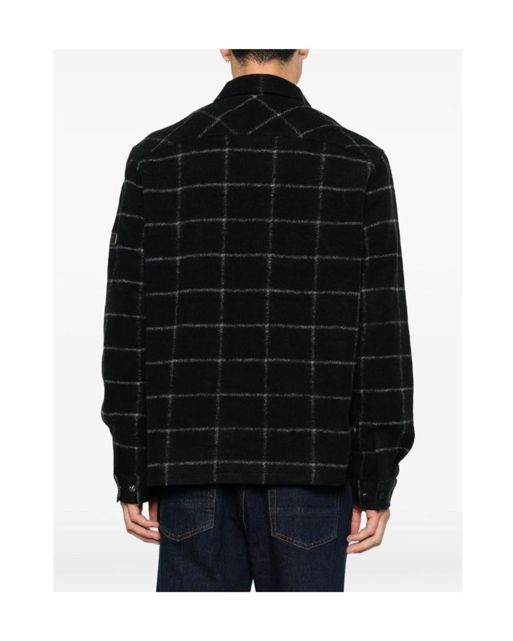 Barbour Black Check-Pattern Zip-Up Jacket for men