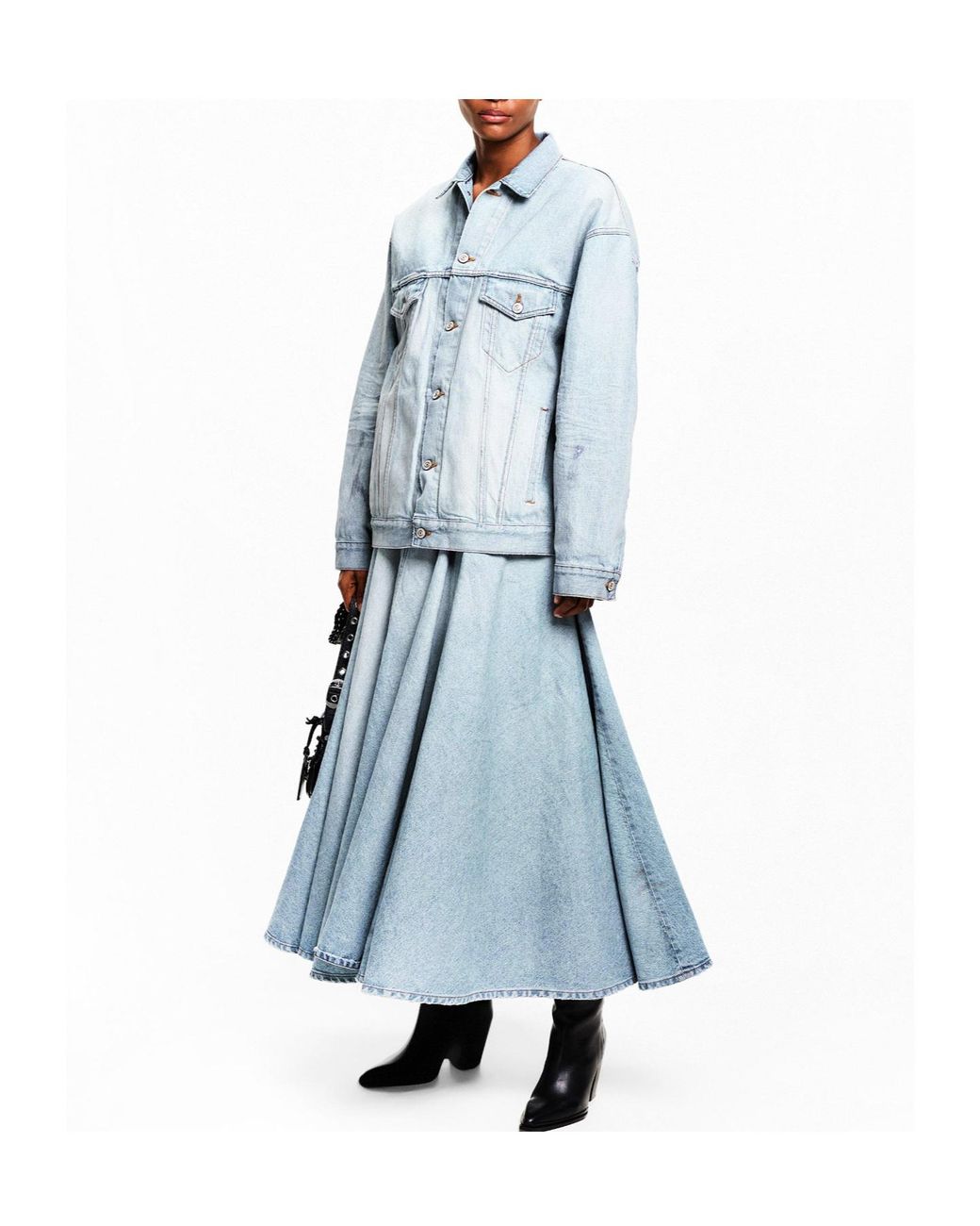 Balenciaga Blue A-Line Long Skirt