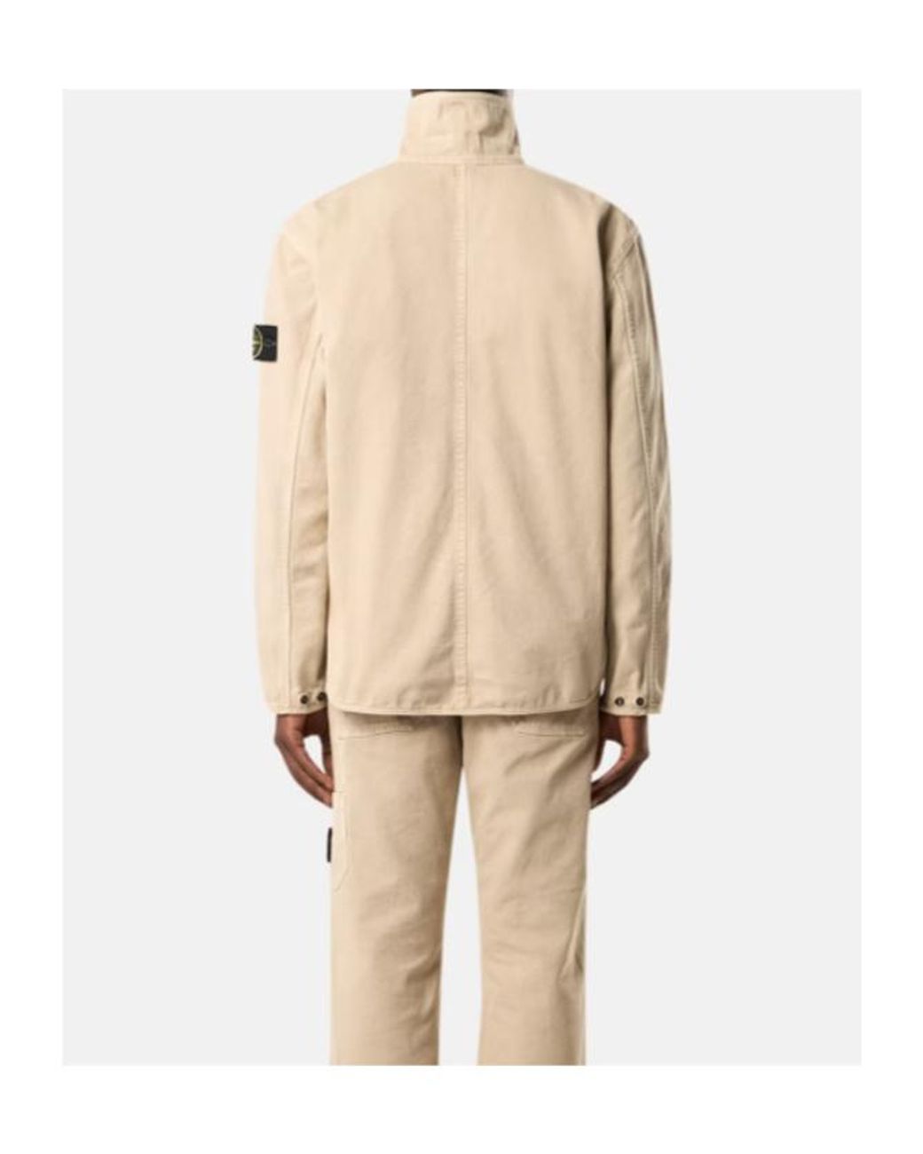 Stone Island Natural Logo Patch Zipped Overshirt for men