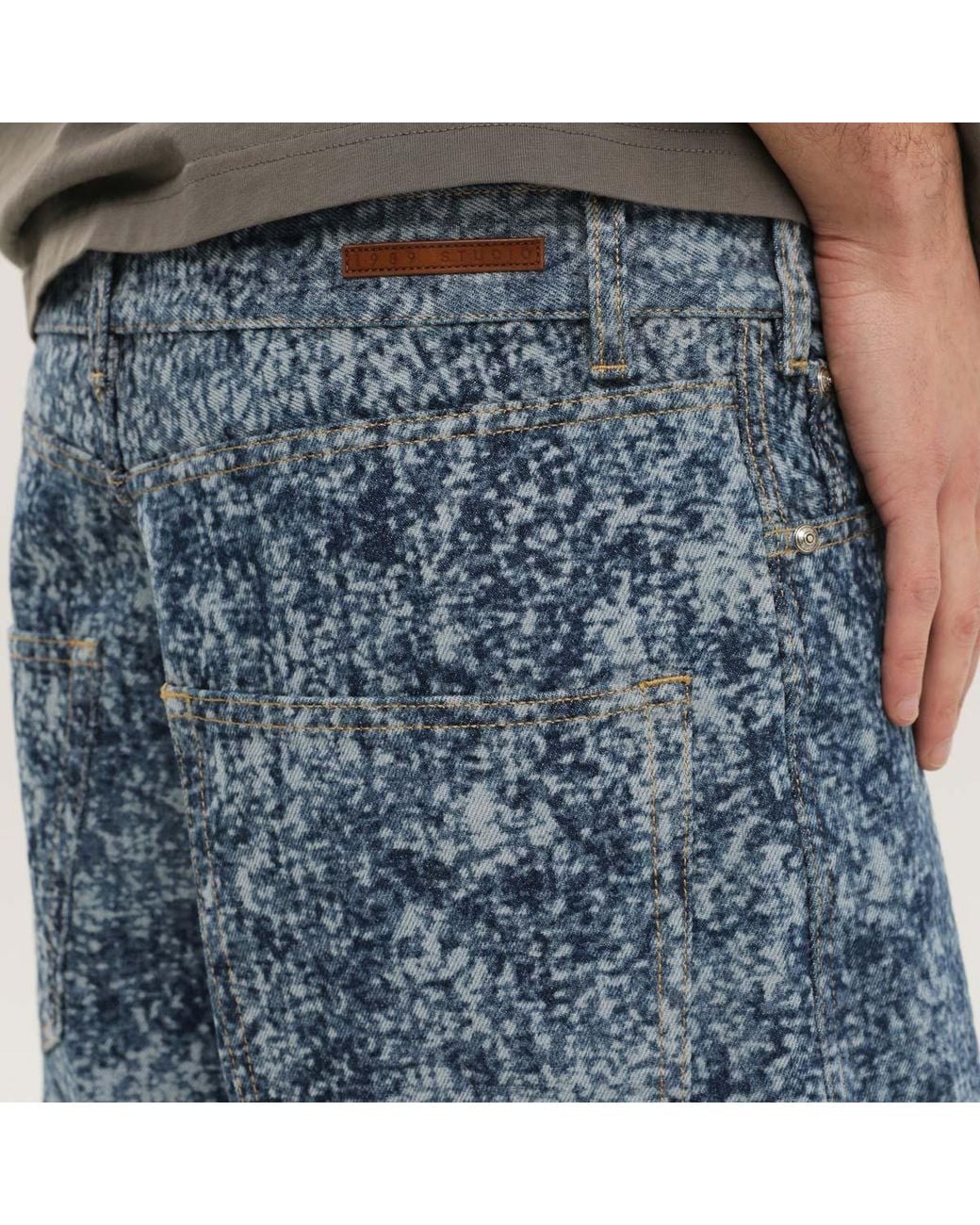 1989 STUDIO Blue Acid Wash Wide-Leg Jeans for men
