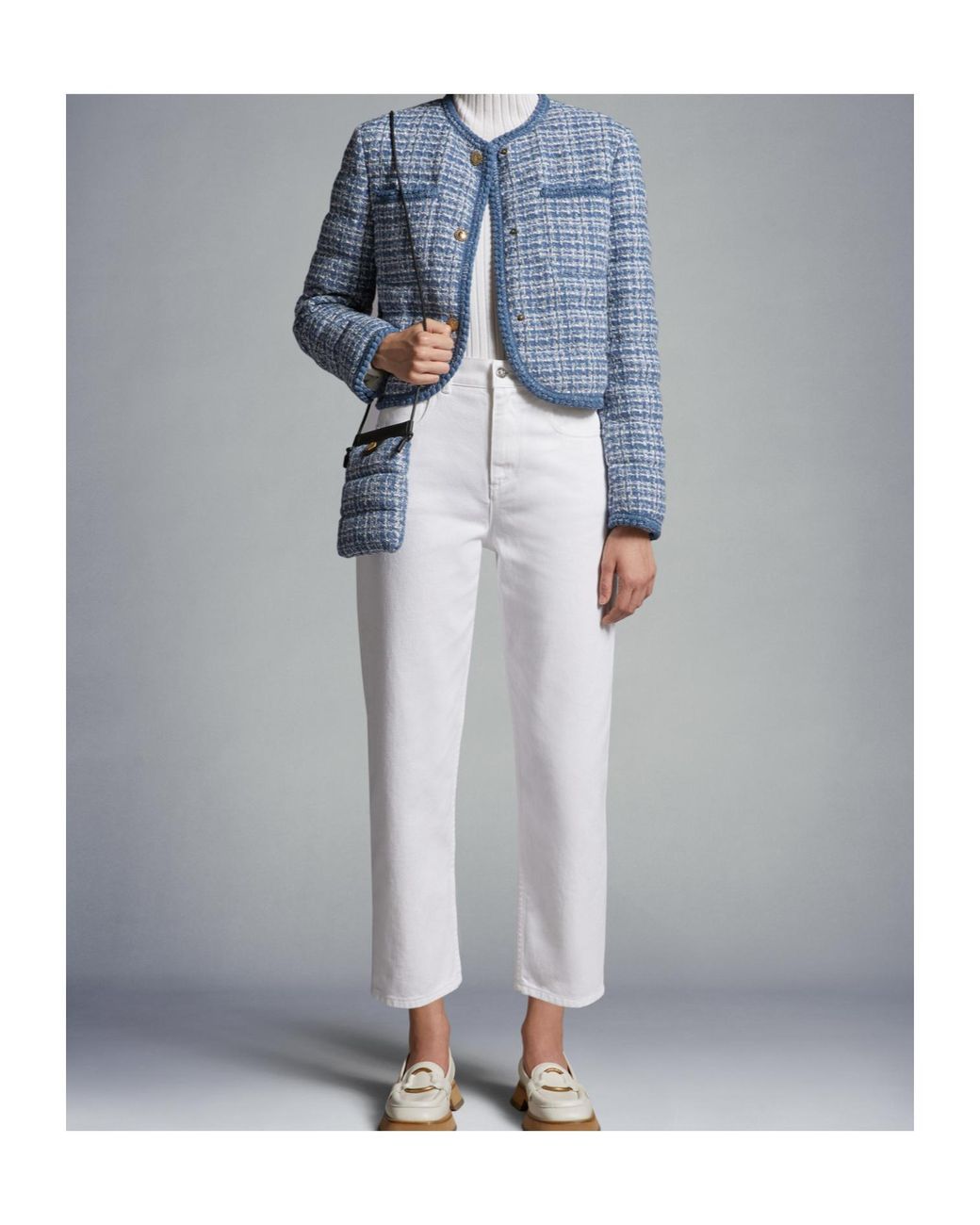 Moncler White Logo Patch Straight-Leg Trousers