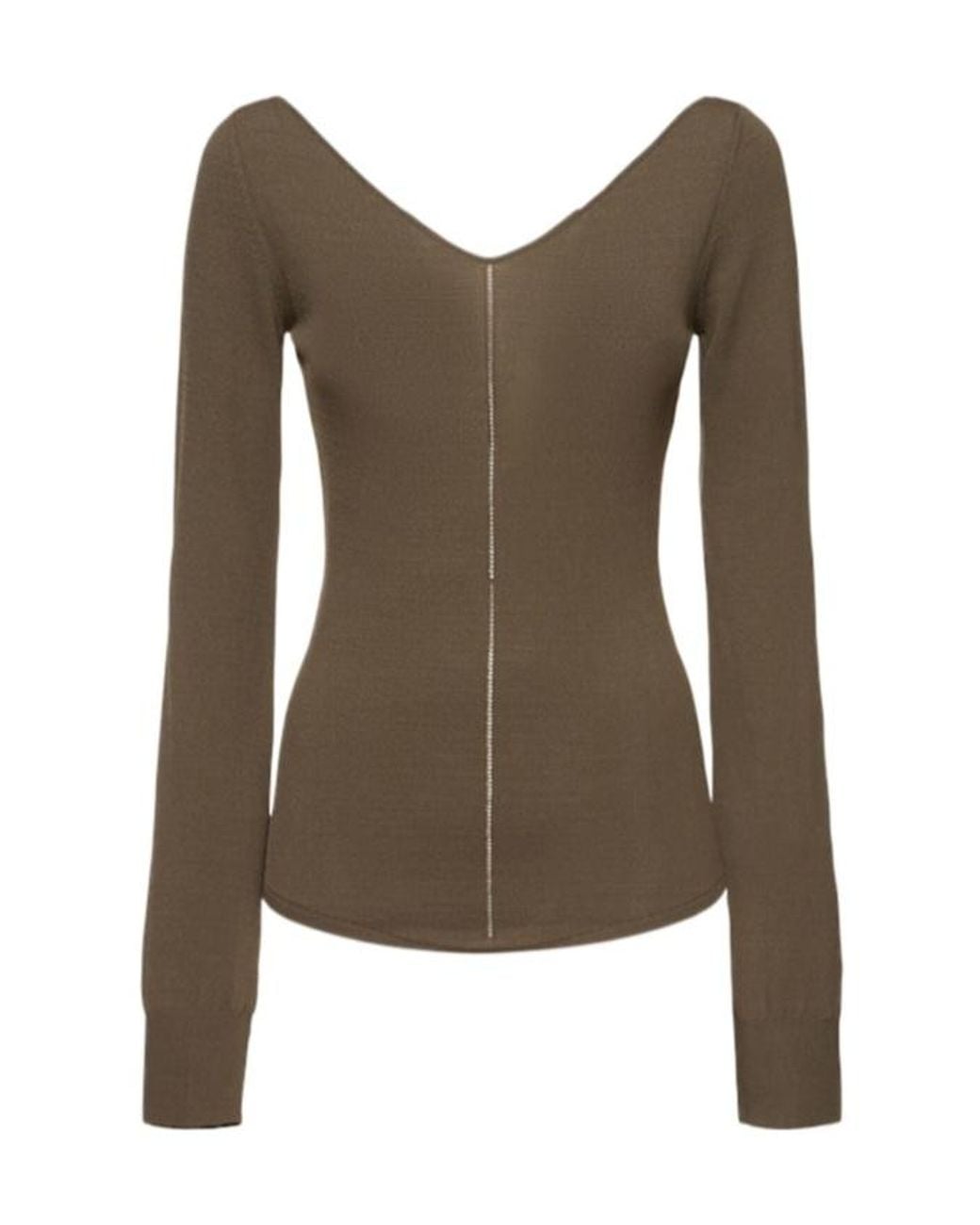 Lemaire Green Viscose Crepe Wide V-Neck Top