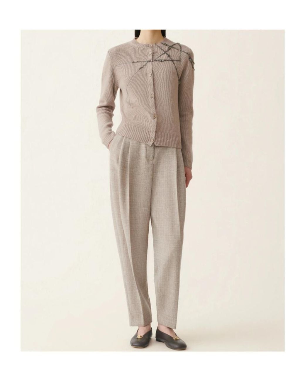 Fabiana Filippi Gray Embellished Knit Cardigan