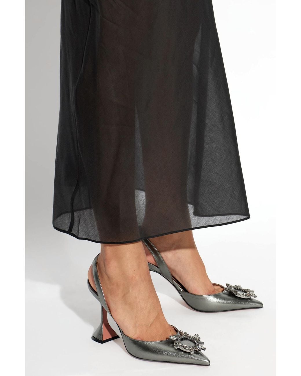 AMINA MUADDI Metallic Begum Slingback High-Heeled Sandals