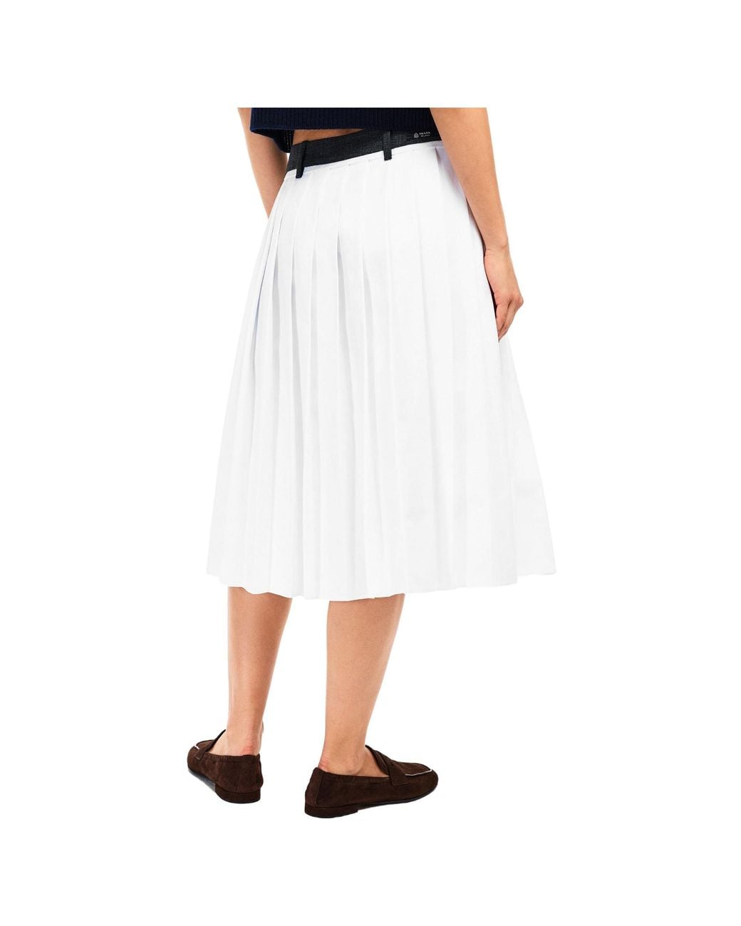 Prada White Midlength Pleated Skirt
