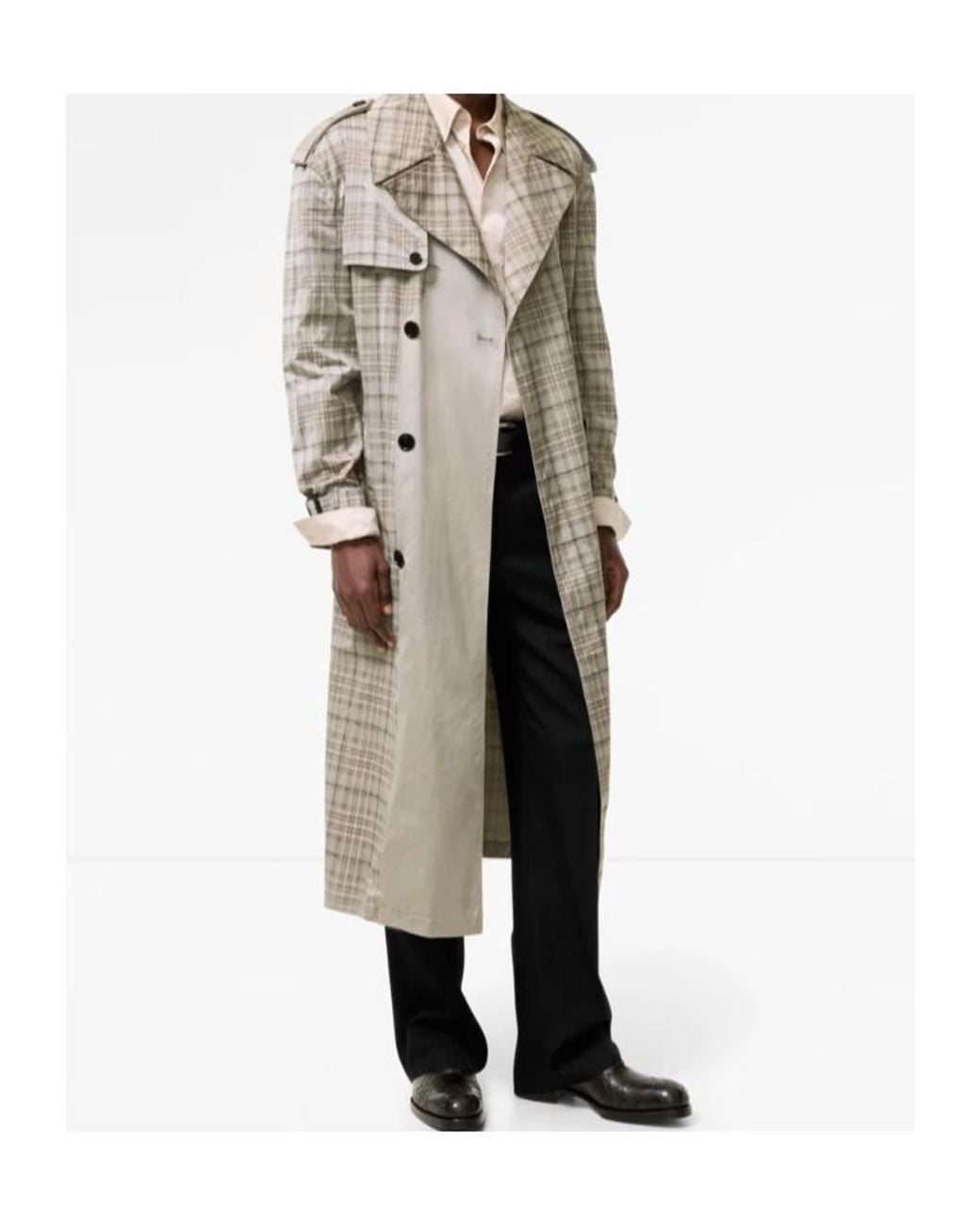 Burberry Natural Long Check Nylon Cotton Hoxton Trench Coat for men