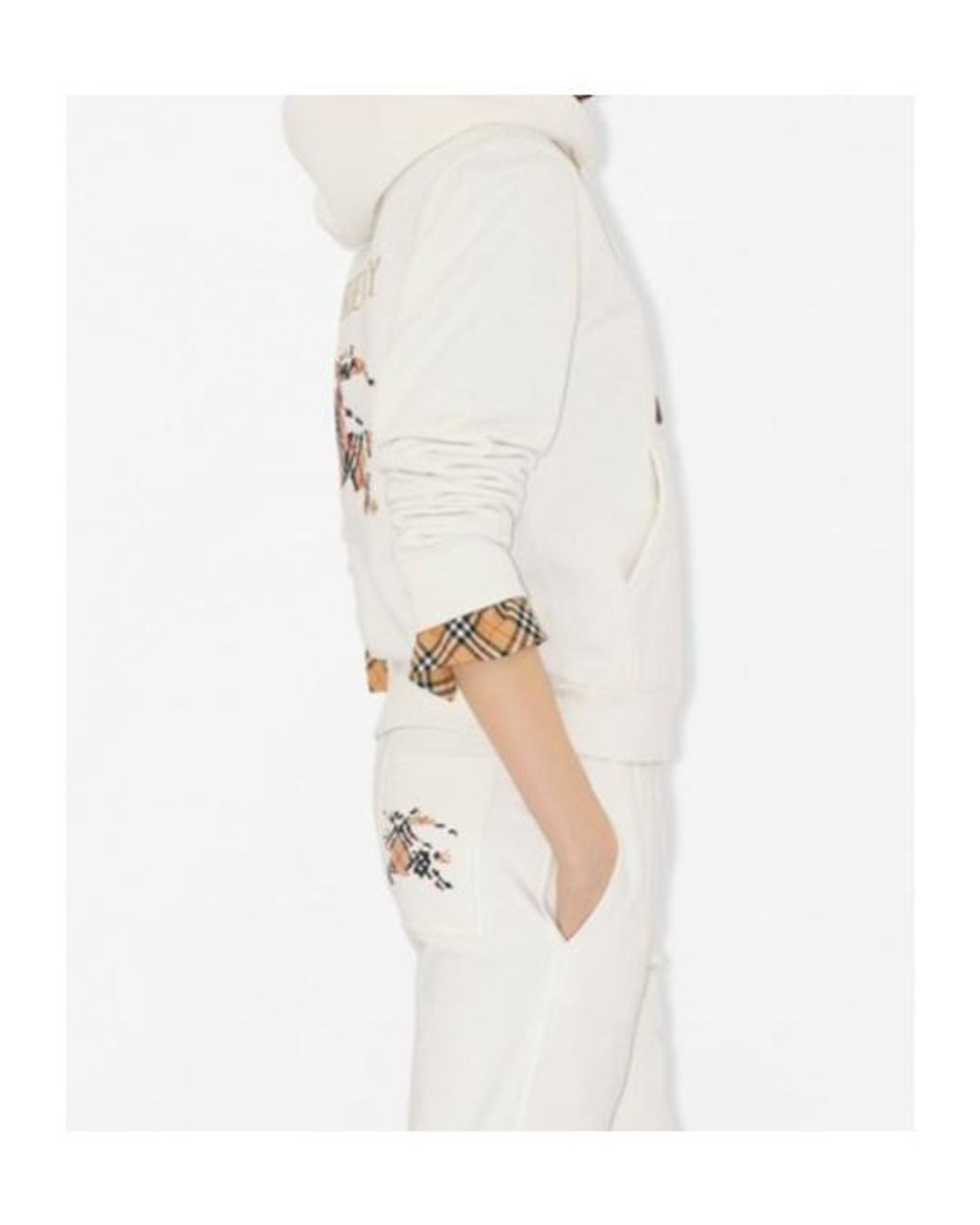 Burberry White Ekd Embroidered Drawstring Hoodie