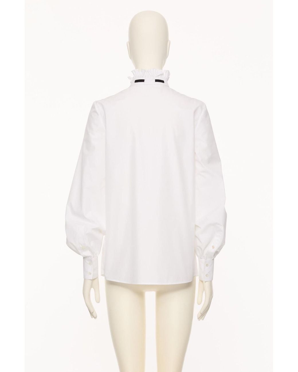 Valentino White Ruffle Detailed Button-Up Top