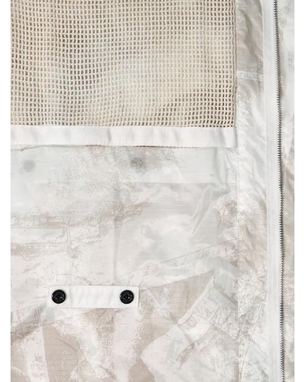 Stone Island White Camouflage Printed Hooded Coat for men
