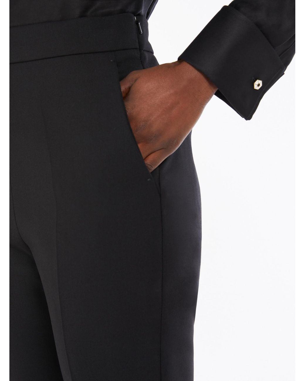 Max Mara Black Nepeta Dart Detailed Cropped Trousers