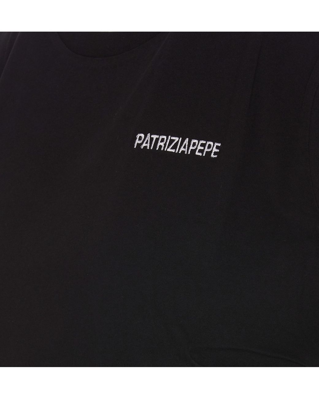 Patrizia Pepe Black Logo-Print Organic Cotton T-Shirt